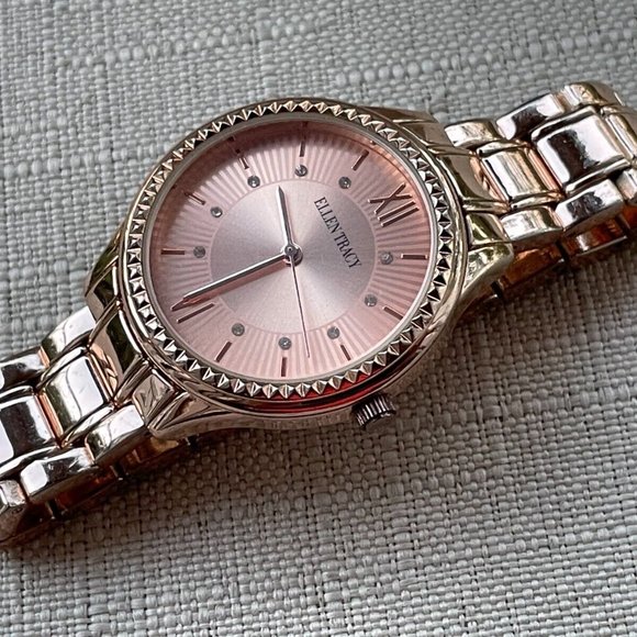 Ellen Tracy Women Wristwatch Rose Gold Tone Analog Quartz Watch - Picture 6 of 12